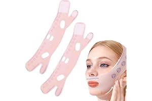 ROINAID Kinnmaske Schlafen 2 Stück V Shape Face Mask Kinnmaske Doppelkinn Entferner Kinnmaske Doppelkinn Geeignet für Das Kinn von Frauen und Männern und Schlaffe Gesichtshaut