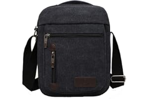 Vohoney Herren-Umhängetasche, kleine Umhängetasche, Handtasche, Handgelenktasche, Segeltuch, Vintage-Umhängetasche, schwarze Herren-Umhängetasche aus Sege
