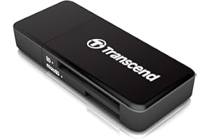 Transcend Lecteur de cartes multifonction avec emplacements SD et microSD et connecteur USB USB 3.1 Gen 1, Noir - TS-RDF5K