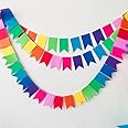 Pop The Party Rainbow Felt Fabric Bunting 12 Feet(2 Pack) Birthday Party Decoration Baby Shower Window Decorations and Children's Living Room Decorations