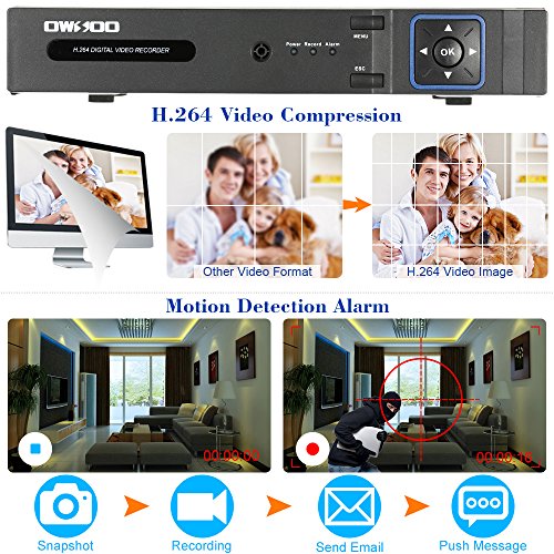 OWSOO 8CH Kanal voll AHD 1080N/720p 1500TVL CCTV Überwachung DVR Security System HDMI P2P Cloud Onvif Netzwerk Digital Video Recorder + 4 * 720P Outdoor/Indoor Infrarot-Bullet-Kamera + 4 * 60ft Kabel - 8