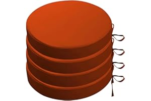 BUNQQF Lot de 2/4 Galette de Chaise Ronds d'extérieur de Jardin Imperméables avec Attaches - 50/45/40/35cm Carrés Coussins de Siège épaisseur 5cm for Patio,Jardin, Cuisines, Salle à Manger