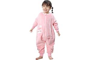 MONSTOYO Gigoteuse a Pied Surpyjama Bébé Fille Garçon, Hiver Flanelle Combinaison Pyjama Enfant Turbulette avec Jambes, Cartoon Manches Longue Dors Bien Grenouillère Sac de Couchage 0-6 Ans