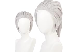 maysuwell Anime-Perücke Cosplay-Perücke für Männer und Frauen Kurzes graues Haar für Halloween, Karneval, Kostümparty mit Perückenhaube