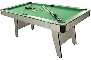 CONCEPT USINE | Billard Américain en Bois Gris Orlando | Design Contemporain | Tapis Vert | Bordures Capitonnées | Accessoires de Qualité Inclus | Idée de Cadeau Jeu, Famille et Décoration