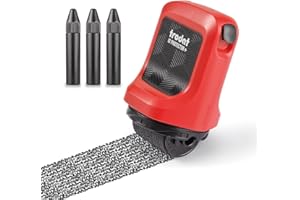 Trodat ID Protector+ Ink Roller, Timbro Rullo di Inchiostro 3 in 1, Protezione Dati dal Furto di Identità, Apri-Lettere e Lama Apri-Pacchi Integrati, Rosso Inchiostro Nero, con 3 Ricariche Inchiostro