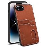 Zebana Apple iPhone 16e ile Uyumlu Kılıf Zebana Kartlıklı L&uuml;x Deri Kılıf Kahverengi