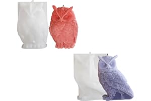 BRTNUP Lot de 2 moules en silicone 3D en forme de chouette - Moule en silicone - Moule 3D - Moule à bougie - Moule à bougie - Moule animal pour décoration de fête d'anniversaire