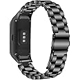 E ECSEM Compatible with Samsung Galaxy Fit SM-R370 Bands, Galaxy Fit Watch Band Solid Stainless Steel Metal Bracelet Strap, Black, 210mm