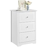 Yaheetech High Bedside Table, 48 x 40 x 73.5 cm, Bedside Table with 3 Drawers, Modern Wooden Drawer for Bedroom, White