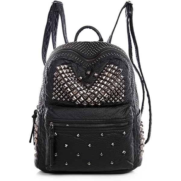 MCM 'Stark Insignia' Zaino In Pelle Di Tela Con Borchie In Oro Nero E Argento  508733