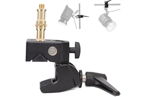 PYXEL STUDIO Super Clamp with 1/4 and 3/8 Thread Stud for Photo Cameras, Lights, Umbrellas, Hooks, Shelves, Plate Glass, Cross Bars, LED Lighting Photography Video Audio Accessories, Gold