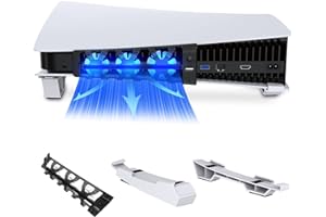 NexiGo PS5 Horizontaler Ständer mit Kühlventilator, [Auto EIN/Aus], [Minimalistisches Design], Kompatibel mit Playstation 5 Disc & Digital Editions, Integriertes LED-Licht