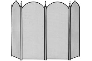 Unibos | Metal 4 Panel Spark Fire Guard, Wrought Iron Standing Gate, Decorative Mesh Screen, Flame Guard for Coal & Wood Fire, Folding Fireplace Cover | Perfect for Outdoor & Indoor