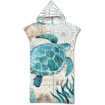 Poncho Asciugamano Con Cappuccio 75x110 Cm Oceano Blu – Microfibra Morbida E Assorbente, Per Spiaggia E Piscina, Cambio Rapido