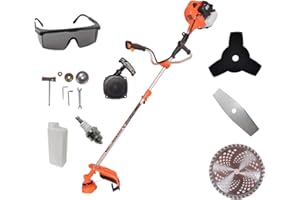 DÜSSELDORF NK63CC - Desbrozadora con Motor Gasolina 2 Tiempos 65cc 3,0cv, Accesorios de Corte, Manillar de Agarre Doble, arnés y Kit de protección