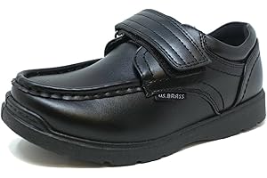 Us Brass Boys Hard Wearing Back to School Touch Fastening Black Formal Shoes Size 2-6