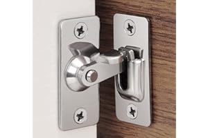 Litensh Cerradura de puerta de 90 grados, pestillo de bloqueo de puerta corredera de acero inoxidable en ángulo recto, cerradura de perno de hebilla de flexión para empujar la puerta corrediza 60MM