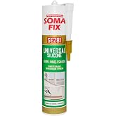 SOMAFIX SE281 Universal Silicone &ndash; Beyaz | Genel Ama&ccedil;lı Silikon Mastik | Su Ge&ccedil;irmez, Esnek, Hızlı Kuruyan &ndash; Banyo, Mutfak, K