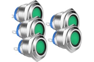 Gebildet 5pcs 16mm AC/DC 12-24V Vernickeltes Kupfer Wasserdicht Löttyp LED-Kontrollleuchte(Grün)