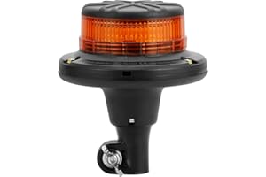 D-TECH LED Strobe Warning Beacon Lamp Rotating Flashing Beacon light for agricultural machines, commercial vehicle, school bus, tractor, excavators, truck, (Flexible Pipe Mounting)