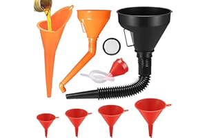 xianzhanEU Set di 8 imbuti di riempimento, imbuto multifunzione con tubo, beccuccio rimovibile e imbuto lungo per auto, officina e casa