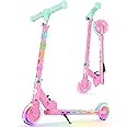 BELEEV V3 Scooter for Kids Ages 3-12, 2 Wheel Folding Scooters for Girl Boys with Light-Up Wheels & Stem & Deck, 4 Adjustable Height, Cartoon Pattern Deck, Lightweight Scooter with Kickstand