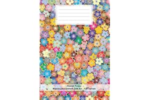 Flower Power Blanko Notenheft DIN A4 - 120_Seiten: Soft Cover Leeres Heft für Notizen zum zeichen malen für Kinder blüten blumen