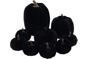 Yatinkim Schwarz Mini Halloween Kürbisse 9 Stück Künstliche Samt Stoff Kürbis Sortierte Fall Mantel Tisch Mittelstück Bauernhaus Küche Erntedankfest