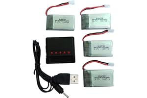 YUNIQUE GREEN-CLEAN-POWER YUNIQUE ITALIA 4 Pezzi Batteria per Syma Drone x5C X5 3.7V 650mAh 25C Lipo avanzato + Caricatore 4 in 1