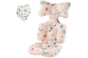 AZULLANSE Babysitzpolster für Kinderwagen und Autositz,Universale Sitzauflage Sitzeinlage Babyschale Sportsitz Sitzpolster Baumwolle Atmungsaktiv + 1 Speicheltuch (Rosa)