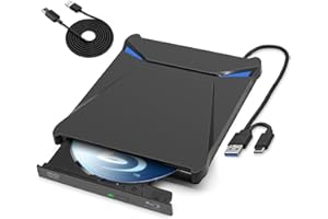 TOMVYTER Portable Lecteur BluRay Externe, USB3.0 Type -C Blu Ray Externe Lecteur, graveur de CD-ROM, Lecteur DVD bluray 4k pour Ordinateur Portable, Ordinateur de Bureau, OS/Windows 11/10 /8