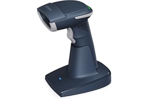 Inateck Lector De Códigos De Barras Inalámbrico, Bluetooth 5.0, Base Inteligente 2.4Ghz, Escaneo En Pantalla, BCST-54 (Azul)