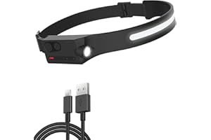 Pristar Lampe Frontale Rechargeable LED Torche Frontale Puissante Etanches USB 1200 mAh Lampes 5 Mode Course à Pied, Camping, Cyclisme, Casque, Poisson, Réparation, Jogging