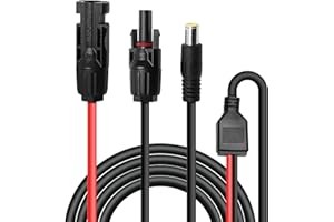 Coomoors Solarny wtyk do DC 8 mm wtyk solarny do DC7909, wtyczka i gniazdo do DC 8 mm, wodoodporny kabel do ładowania, przenośne zasilacze itp.