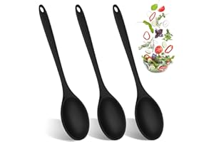 TDUNSYA 3 Piezas Cuchara Silicona Cocina, Cuchara de Mezcla de Silicona 27cm para Cocinar, Hornear, Remover