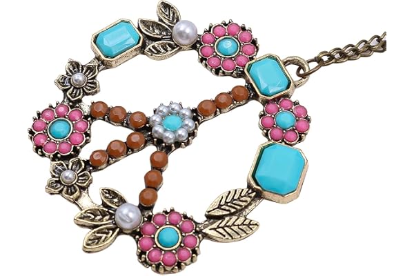 Namvo 4 delar Bohemisk stil Hippiekläder Dam Herr Accessoarer 60-tal 70-tal Kläder Peace Sign Halsband och örhänge