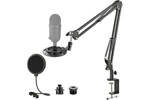 Rigych Razer Seiren V2 X Mikrofon Arm mit Pop Filter,Mikrofonhalter, Einstellbare Mikrofonständer mit Mikrofon Spinne Desk Clamp für Razer Seiren V2 X USB Streaming Mikrofon