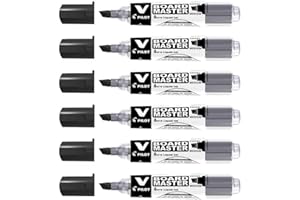 PILOT V Board Master Begreen Pack of 6 Refillable Markers Medium Bevelled Tip Blackaa