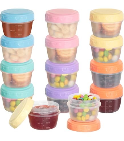 100 Contenitori In Plastica Per Salse Con Coperchio – Vasetti Da 25 Ml Riutilizzabili E Impilabili, Ideali Per Porzioni, Condimenti, Campioni E Piccoli Oggetti