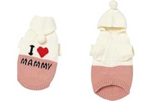 UPANDFAST Dog Sweater Hoodie Warm Pullover Dog Knitwear(S,Off White)