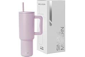 Simple Modern Vaso Térmico con Pajita y Asa| Taza Termica Café para Llevar | Botella de Agua Acero Inoxidable Aislado para café helado | Trek | 1180ml | Lavender Mist
