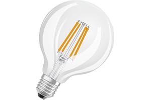 OSRAM LED Superstar Classic Globe Lámpara LED G 95 en forma de bola clásica, cuerpo de cristal transparente, 3,8 W, 806 lm, casquillo E27, luz blanca fría con 4000 K, EEK A, 95 mm de diámetro.
