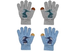 ZDQC 2 Paia Guanti in Maglia per Bambini,Guanti Invernali per Bambino,Guanti Caldi per Bambini,Guanti Magici,Guanti Termici,Guanti Elasticizzati Bambini,Guanti Dito Pieno Gloves