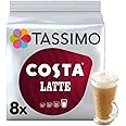 Tassimo Costa Latte Coffee Pods 16 discs, 8 servings (Pack of 5, Total 80 discs, 40 servings)