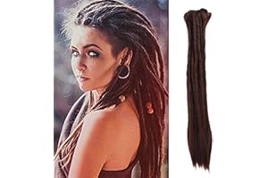 DSOAR Extensiones de rastas de doble extremo, pelo de rastas sintéticas hechas a mano, 20 pulgadas, 10 hebras / paquete, trenzas de ganchillo, cabello (33 # / color chocolate)
