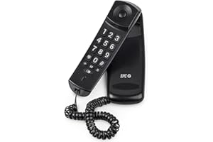 SPC Original Lite 2 – Teléfono Fijo sobremesa o Pared, Compacto y fácil de Usar, señal Luminosa 10 memorias indirectas, Teclas Grandes, función rellamada - Negro