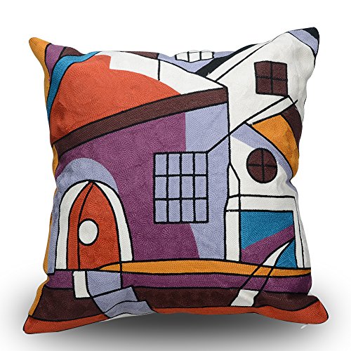 Top Finel Komfortable Stickerei Kissen Kissenbezug Sofa Abdeckung Haus Dekor Dekokissen Decorative Pillow Kissenhülle Quadratisch Auto Dekoration 45*45cm,4er Set (KD005G) - 2