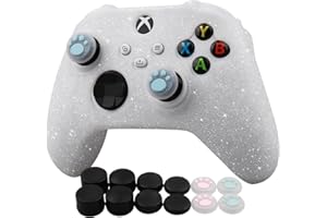 RALAN Glitter Controller Skin für Xbox Serie, Anti-Rutsch-Silikon-Controller-Abdeckung, Schutzhülle kompatibel für Xbox Series Gamepad Joystick mit 4 Katzenkappen und schwarzem Pro Daumengriff*8