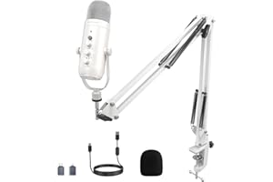 zealsound Microphone USB k66pw avec Bras de Perche de Microphone